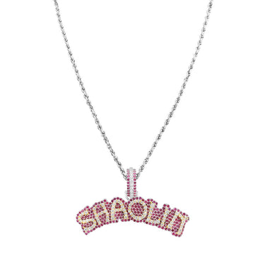 White Diamond Ruby Shaolin Piece in 14k White Gold